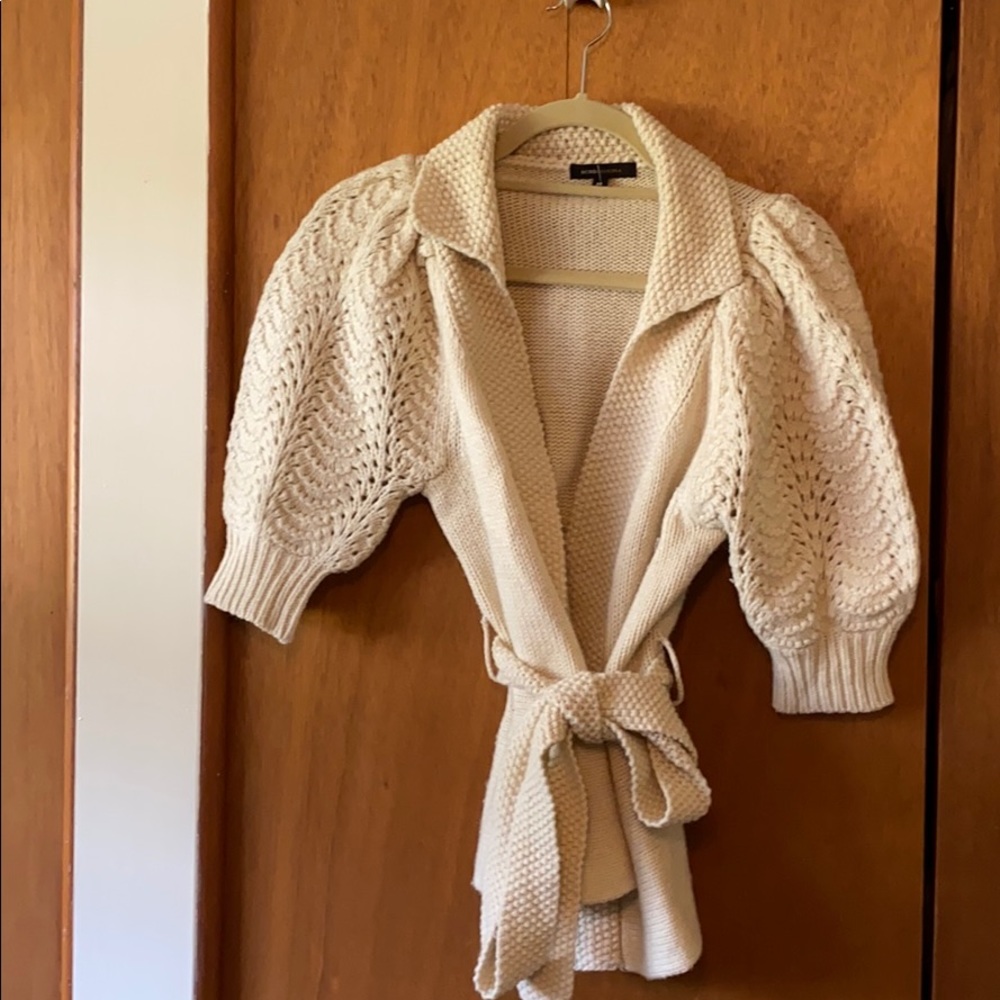 Cable knit tie waist cardigan